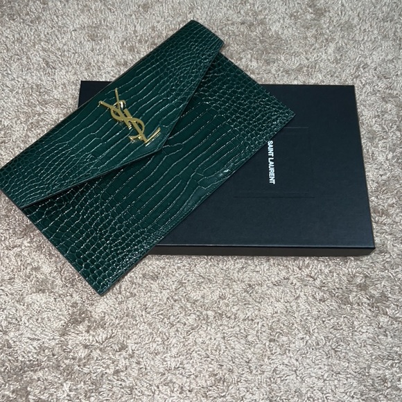 Brand New YSL Uptown Pouch Medium- color Dark Mint - Picture 6 of 7